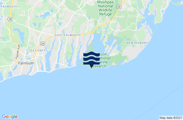 Mapa da tábua de marés em Waquoit Bay entrance, United States