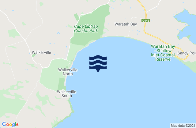 Mapa da tábua de marés em Waratah Bay, Australia