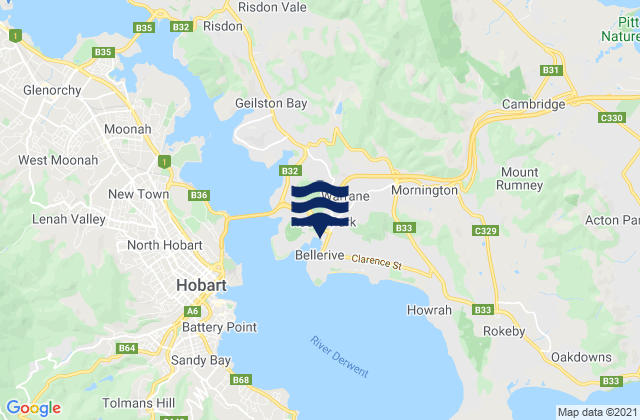 Mapa da tábua de marés em Warrane, Australia