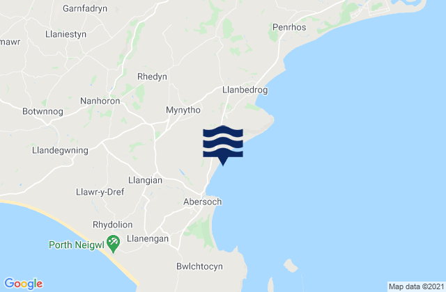 Mapa da tábua de marés em Warren Beach, United Kingdom