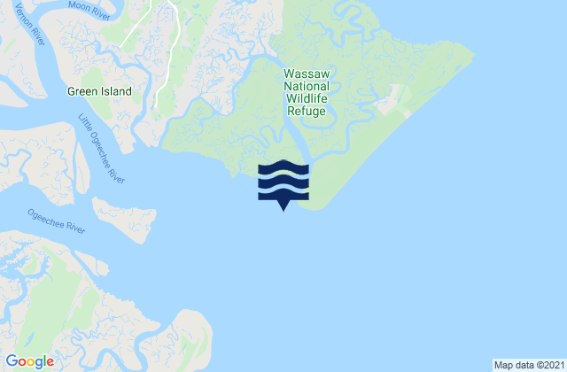 Mapa da tábua de marés em Wassaw Island SSW of, United States