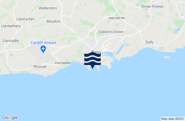 Mapa da tábua de marés em Watch House Bay Beach, United Kingdom