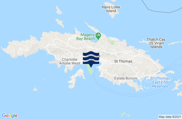 Mapa da tábua de marés em Water Island, U.S. Virgin Islands