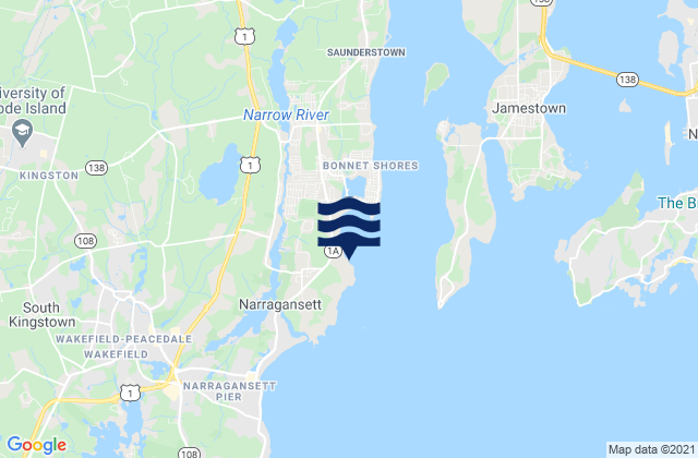 Mapa da tábua de marés em Watson Pier (Boston Neck), United States
