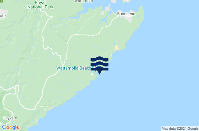 Mapa da tábua de marés em Wattamolla Beach, Australia