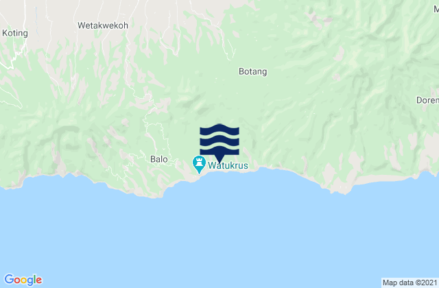 Mapa da tábua de marés em Watublapi, Indonesia