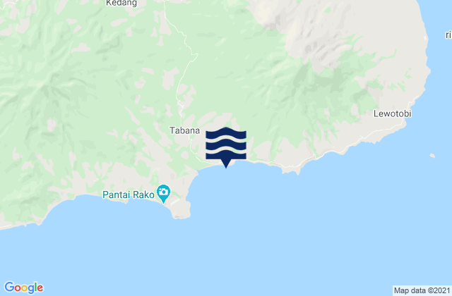 Mapa da tábua de marés em Watubuku, Indonesia