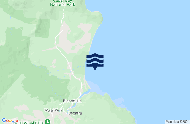 Mapa da tábua de marés em Weary Bay, Australia
