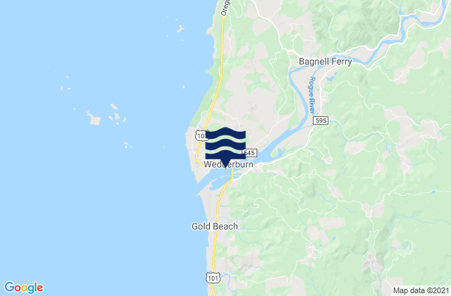 Mapa da tábua de marés em Wedderburn (Gold Beach), United States