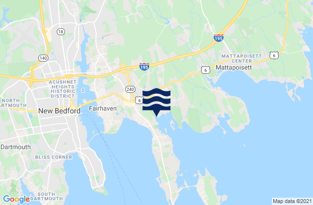 Mapa da tábua de marés em Weeden Rd, United States