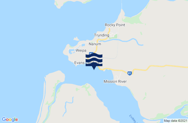 Mapa da tábua de marés em Weipa (Humbug Point), Australia