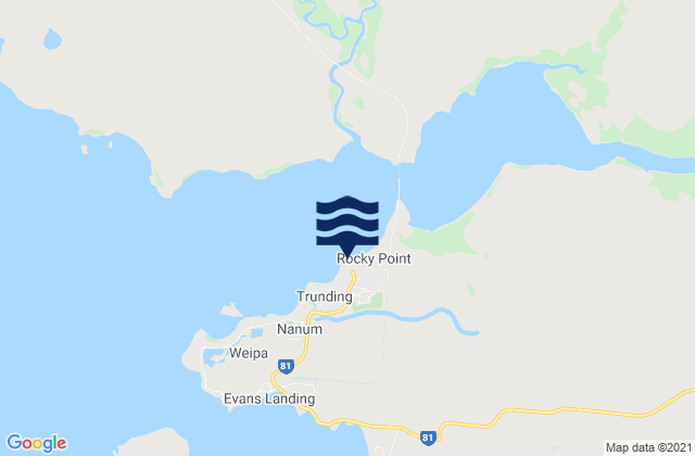 Mapa da tábua de marés em Weipa, Australia