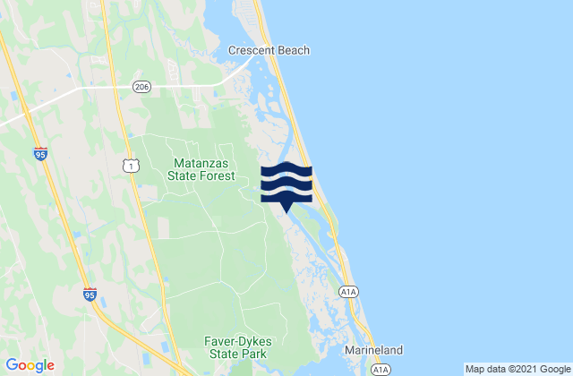 Mapa da tábua de marés em Welaka, United States