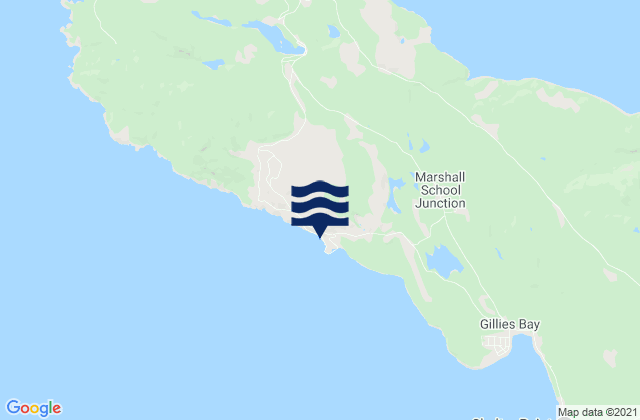 Mapa da tábua de marés em Welcome Bay, Canada