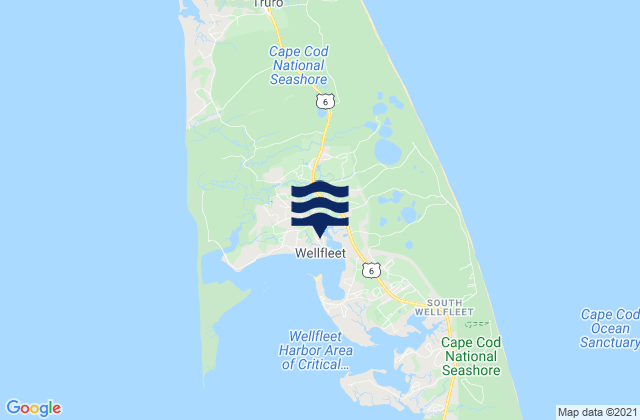 Mapa da tábua de marés em Wellfleet, United States