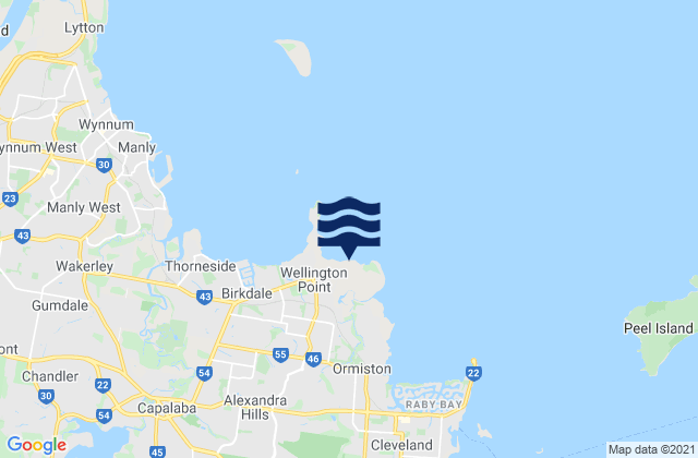 Mapa da tábua de marés em Wellington Point, Australia