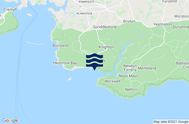 Mapa da tábua de marés em Wembury, United Kingdom