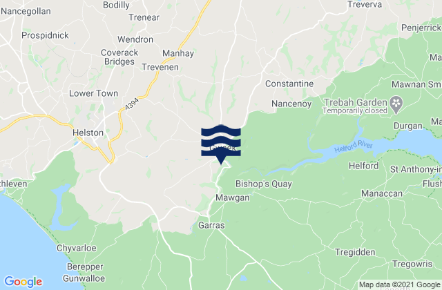Mapa da tábua de marés em Wendron, United Kingdom