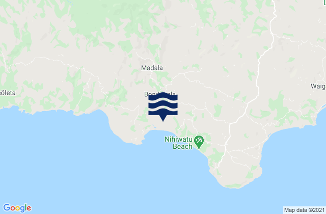 Mapa da tábua de marés em Wengaingo, Indonesia
