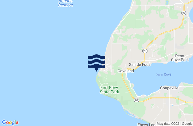 Mapa da tábua de marés em West Beach, United States