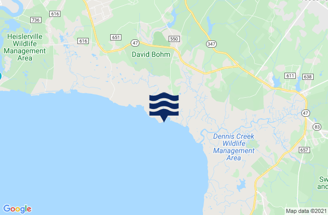 Mapa da tábua de marés em West Creek (0.7 NM Above Entrance), United States