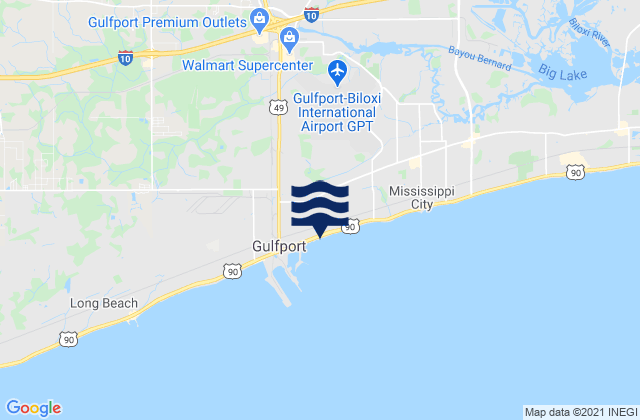 Mapa da tábua de marés em West Gulfport, United States