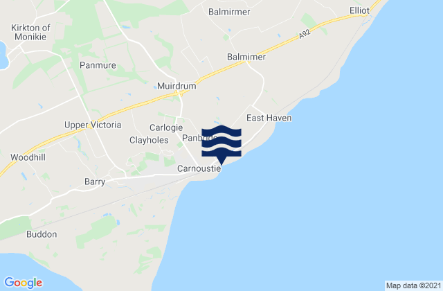 Mapa da tábua de marés em West Haven Beach, United Kingdom