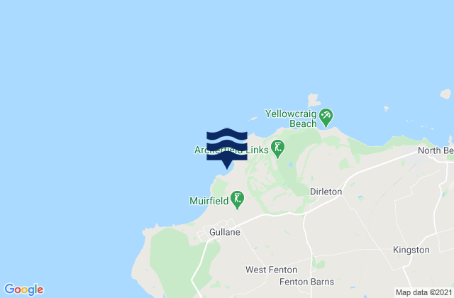 Mapa da tábua de marés em West Links Beach, United Kingdom