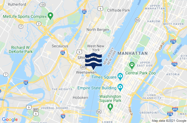 Mapa da tábua de marés em West New York, United States