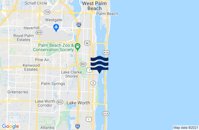 Mapa da tábua de marés em West Palm Beach Canal, United States