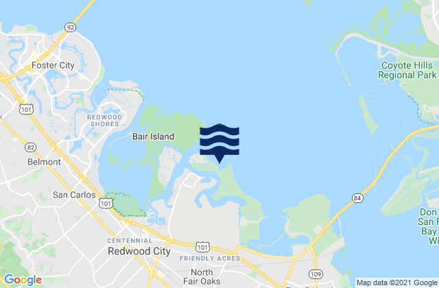 Mapa da tábua de marés em West Point Slough, United States