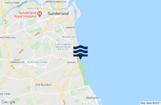 Mapa da tábua de marés em West Rainton, United Kingdom