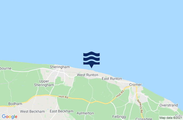 Mapa da tábua de marés em West Runton Beach, United Kingdom