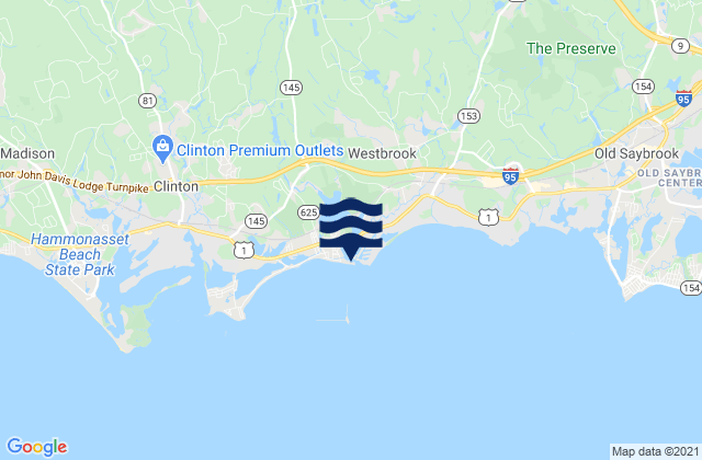 Mapa da tábua de marés em Westbrook (Duck Island Roads), United States