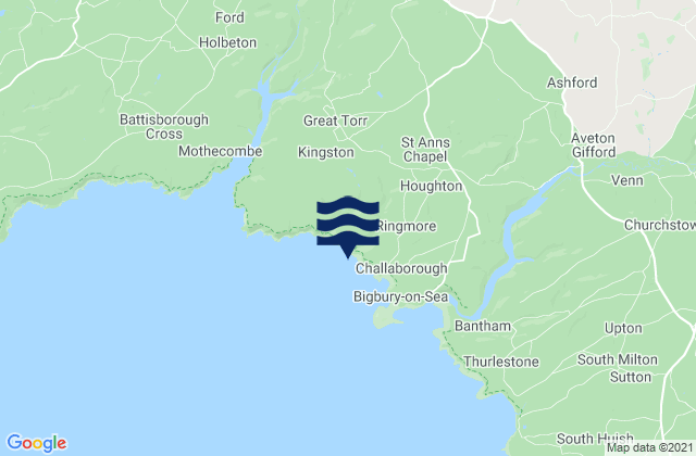 Mapa da tábua de marés em Westcombe Beach, United Kingdom