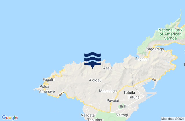 Mapa da tábua de marés em Western District, American Samoa