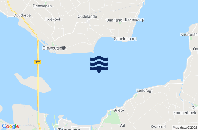 Mapa da tábua de marés em Westerschelde, Netherlands