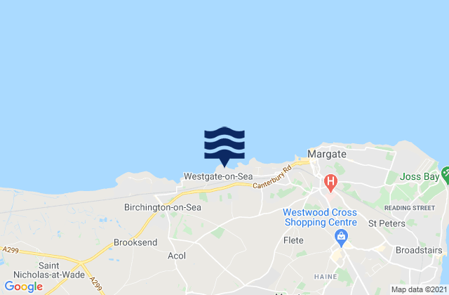 Mapa da tábua de marés em Westgate on Sea, United Kingdom