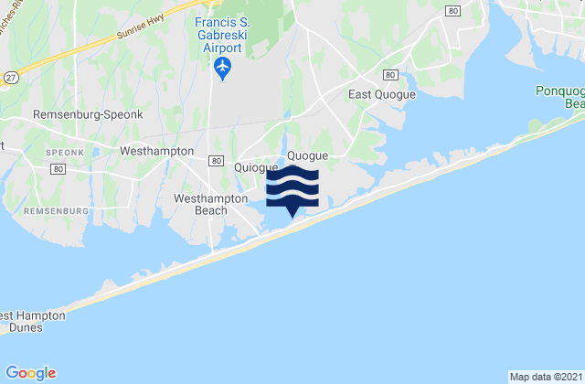 Mapa da tábua de marés em Westhampton Beach, United States
