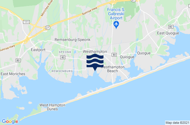 Mapa da tábua de marés em Westhampton, United States
