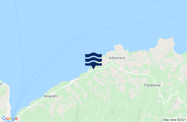Mapa da tábua de marés em Wewit, Indonesia