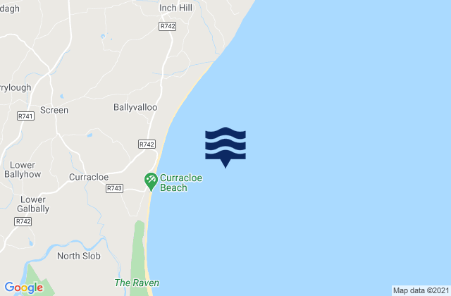 Mapa da tábua de marés em Wexford Bay, Ireland