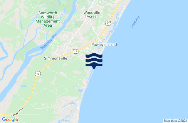Mapa da tábua de marés em Weymouth Plantation, United States