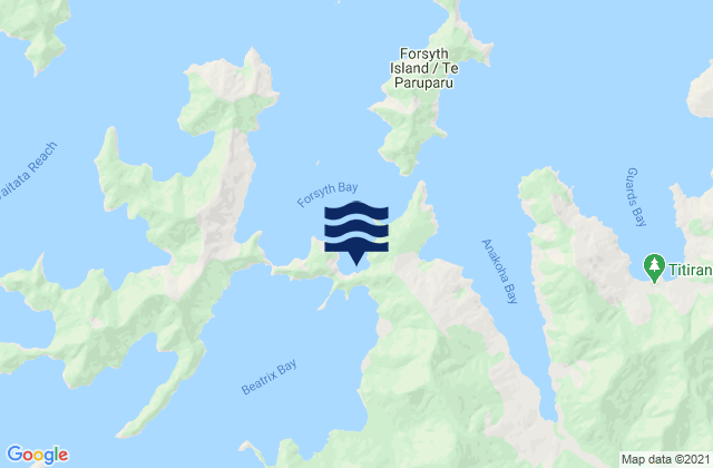 Mapa da tábua de marés em Whakatahuri, New Zealand