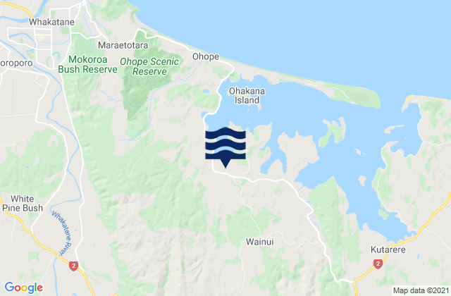 Mapa da tábua de marés em Whakatane District, New Zealand