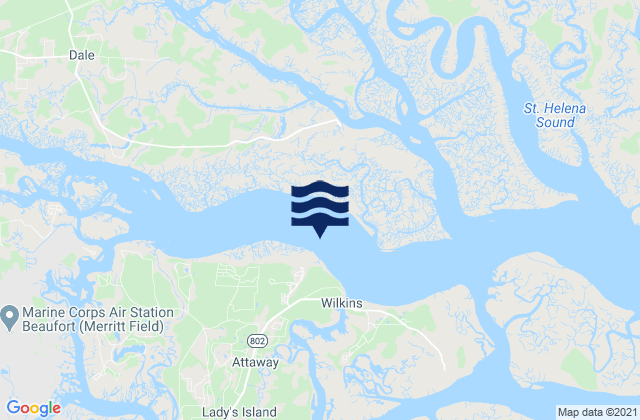 Mapa da tábua de marés em Whale Branch River, United States