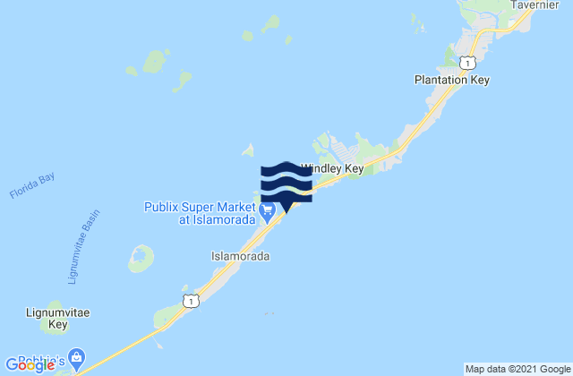 Mapa da tábua de marés em Whale Harbor Channel (Hwy. 1 Bridge Windley Key), United States
