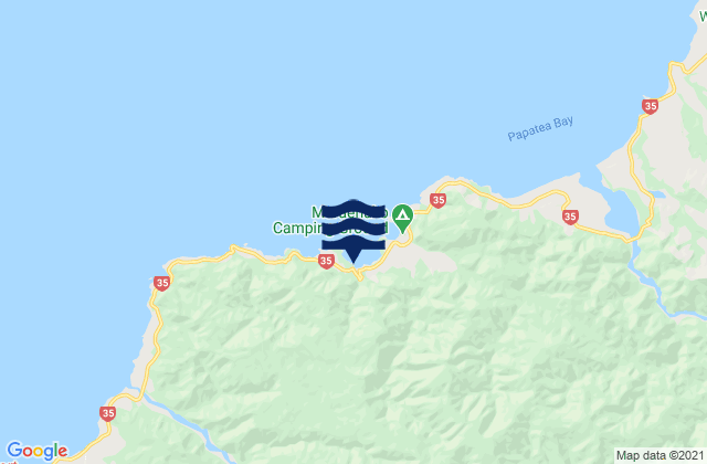 Mapa da tábua de marés em Whanarua Bay, New Zealand