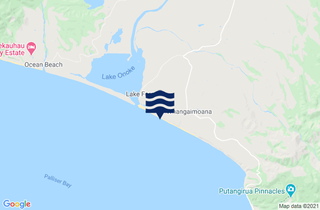Mapa da tábua de marés em Whangaimoana Beach, New Zealand