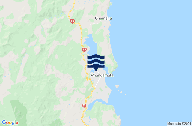 Mapa da tábua de marés em Whangamata, New Zealand